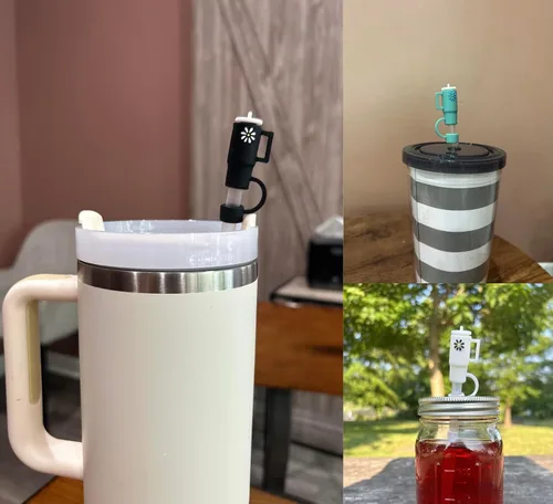 Vista 3 de 5 fundas de popote para Stanley Cup, fundas de silicona de grado alimenticio compatibles con vasos Stanley de 30 y 40 onzas con asas, protegen