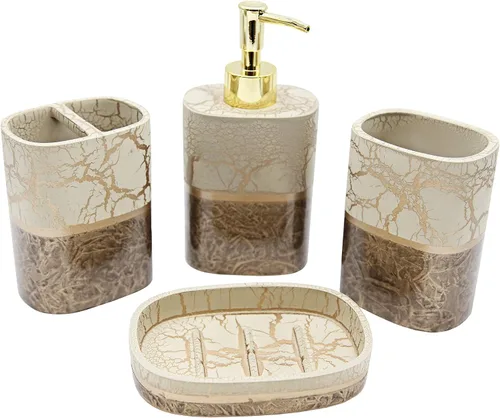 Vista 66 de Marina Decoration Juego de accesorios de baño de 4 piezas de decoración moderna de lujo, incluye dispensador de loción de jabón líquido para baño