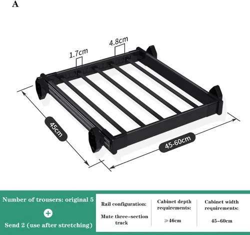 Vista 2 de Estante extraíble para pantalones, organizador de ropa, organizador de ropa, estante de armario, estante multifuncional ajustable, ahorro de espacio