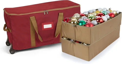 Vista 83 de Covermates Keepsakes Bolsa de almacenamiento ajustable para adornos, con asas de transporte, protección acolchada, ruedas dobles, almacenamiento