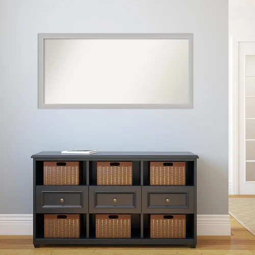 Vista 325 de Amanti Art Silver Bathroom Mirror for Over Sink, 26x35 Custom Made Marred Pewter Rectangle Vanity Mirror, Large Casual Wood Frame, Hangs Horizonally