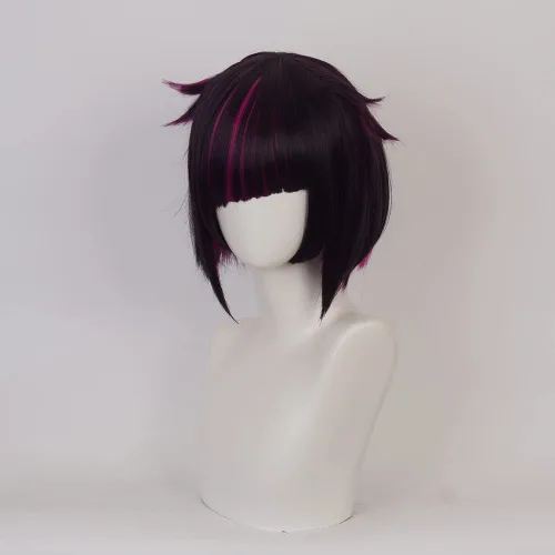 Vista 3 de XiongXiongLe Lilia Vanrouge - Peluca de cosplay de anime Twisted Wonderland disfraz, personaje mezcla de negro, rosa, resistente al calor, pelo
