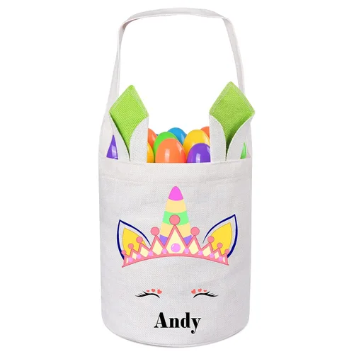 Vista 25 de Jocidea Personalized Easter Basket, Easter Bunny Basket for Kids - Blue Unicorn with Easter Egg 019B-Blue