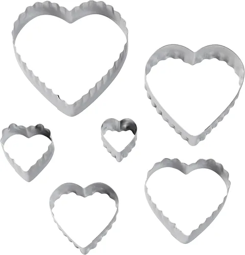 Vista 3 de Wilton Cortadores de doble cara para fondant, 6 piezas, corazones, plata