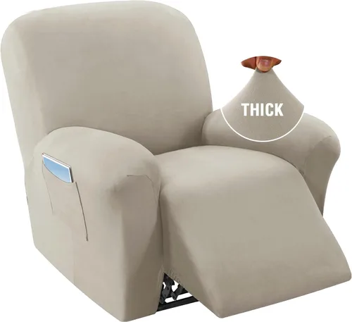 Vista 8 de H.VERSAILTEX Fundas para sillas reclinables de vellón mejoradas, funda elástica y lavable, 1 pieza, protector de muebles para mascotas, fundas Gris
