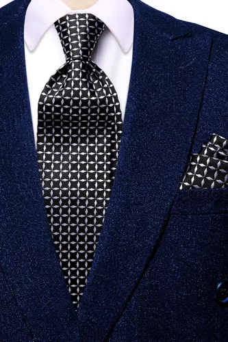 Vista 68 de Hi-Tie Corbata clásica de cachemira para hombre con pañuelo y gemelos a cuadros