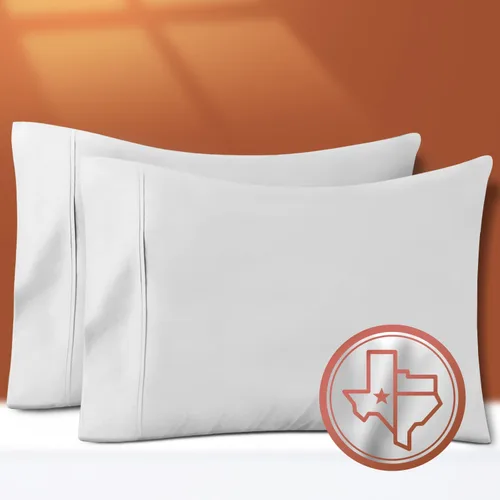 Vista 19 de TEXAS LINEN CO. Juego de 4 fundas de almohada tamaño queen de 100% algodón egipcio - Fundas de almohada de lujo de 600 hilos tamaño queen/estándar