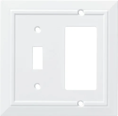 Vista 10 de Franklin Placa de pared/placa para interruptores/funda, simple, de arquitectura clásica, de bronce, Blanco, W35242-PW-C