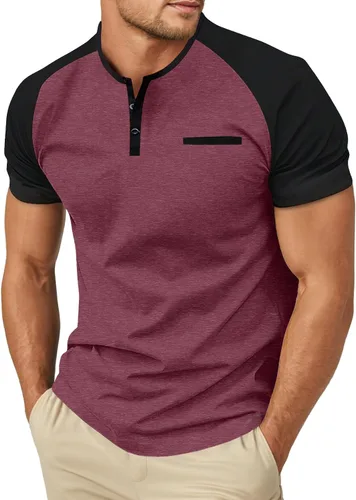 Vista 10 de Sailwind Camisetas casuales de algodón Henley de manga corta con bolsillo para hombre