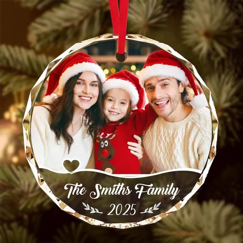 Vista 16 de Adornos de Navidad personalizados 2025 – Decoración de cristal de Navidad personalizada con foto/nombre, adorno colgante de cristal de cristal