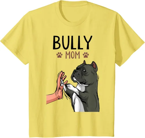 Vista 50 de American Bully Mom Cute Dog Mama Camiseta divertida para mujer, Blanco, S