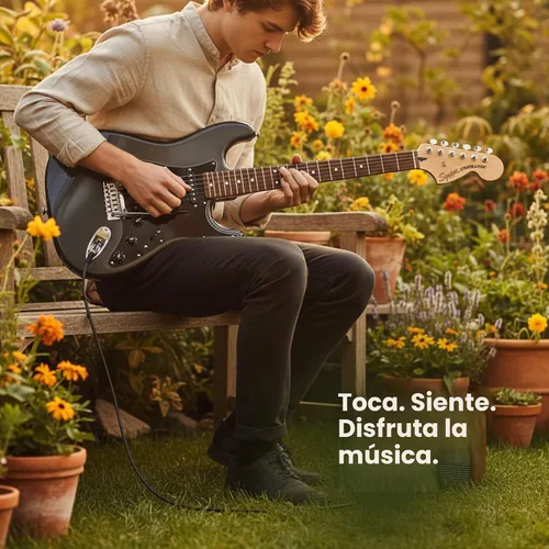 Vista 6 de Fender Squier Affinity Stratocaster HSS - Paquete Charcoal Frost Metallic con amplificador Frontman 10G, cable, funda, correa, púas, lecciones