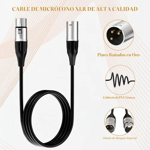 Vista 3 de Tisino - Cable de micrófono XLR de 3.3 pies, cable de micrófono equilibrado macho a hembra, paquete de 2 3-Pin XLR Patch Cord for Studio Recording