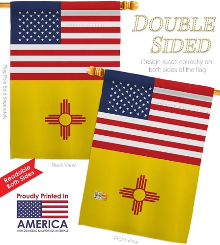 Vista 3 de US New Mexico Garden House Flags Set Americana States USA American Territories Republic Country Particular Area Small Decorative Gift Yard Banner