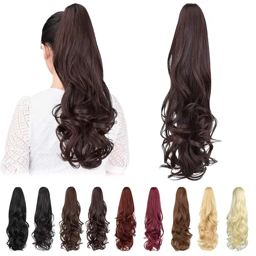 Vista 29 de extensión de cola de caballo, extensión de pelo con pinza de 12" cola de caballo rizada corta Extensión de pelo sintético de aspecto natural