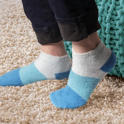 Vista 5 de BambooMN Calcetines de spa de nailon mullidos con infusión de aloe para mujer, talla 4-8, aguamarina, 3 pares