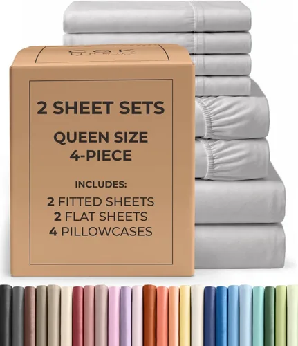 Vista 142 de Pack of 2, Twin Size 3 Piece Sheet Set - Breathable & Cooling - White