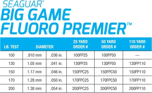 Vista 2 de Seaguar Fluoro Premier Big Game - Línea de pesca de agua salada, 100% fluorocarbono, transparente, varios tamaños