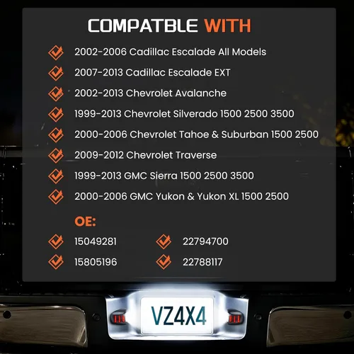 Vista 3 de Conjunto de lámpara LED para placa de matrícula compatible con Chevy Silverado 1500 2500 3500 Suburban Tahoe GMC Sierra Yukon XL Cadillac Escalade