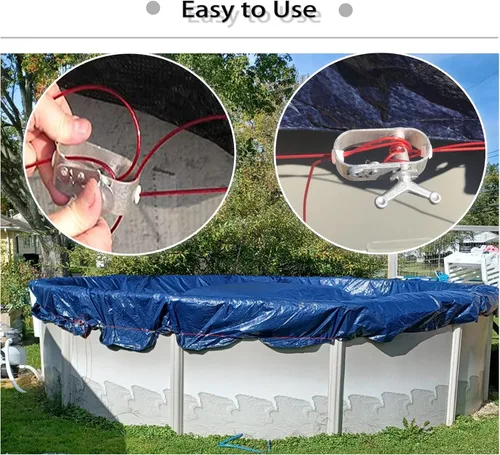 Vista 5 de Cable de cubierta de piscina y cabrestante – Cable de cubierta de piscina de 100 pies y trinquete de aluminio con resorte para asegurar cubiertas
