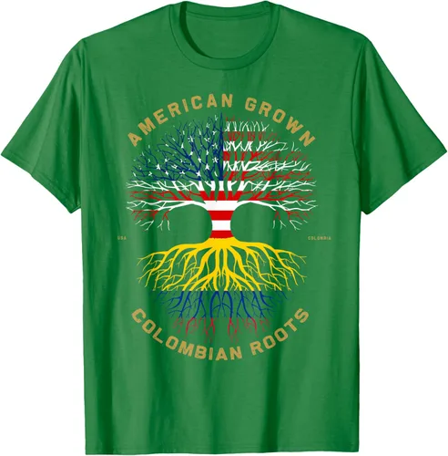 Vista 53 de Camiseta de regalo con la bandera de Estados Unidos con árbol de raíces colombianas