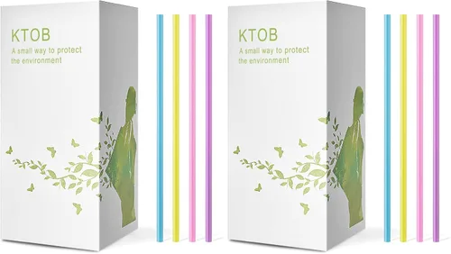 Vista 10 de KTOB 200 pajitas de ácido poliláctico 100% compostables a base de plantas Colores Variados