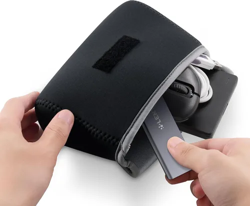Vista 9 de LENTION Funda de almacenamiento mediana Tech para accesorios, laptop, MacBook, adaptador de corriente, mouse inalámbrico, cargadores de iPhone, Gris