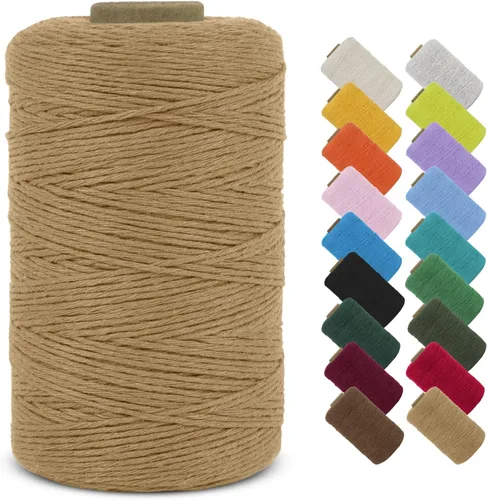 Vista 10 de Cuerda de macramé de algodón natural de 0.039 in x 426 yardas, cuerda de colores para manualidades, fabricación de joyas, colgar en la pared Verde