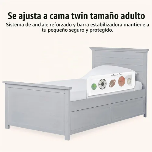 Vista 7 de Dream On Me Riel de cama de malla ajustable, dos niveles de altura, listo para usar, compatible con camas de tamaño individual, construcción