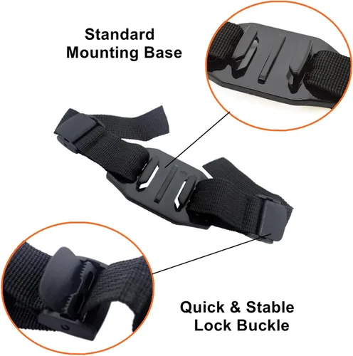 Vista 3 de Soporte de correa para GoPro para cascos, base de adaptador de montaje ajustable con varilla de extensión y hebilla giratoria de liberación rápida