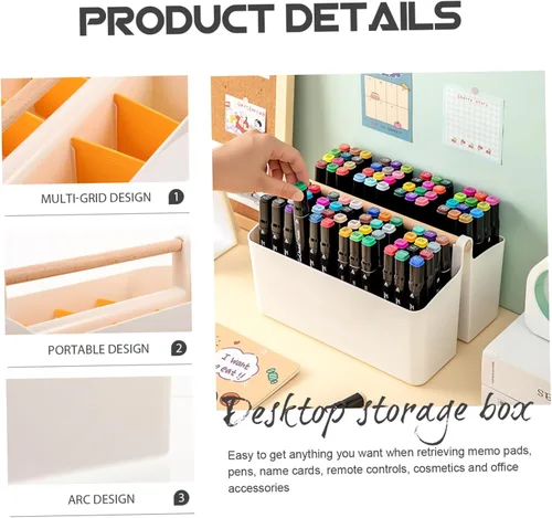 Vista 9 de Ciieeo Organizador portátil de plástico para manualidades, cesta dividida con asa para manualidades, suministros de arte, maquillaje, lápices