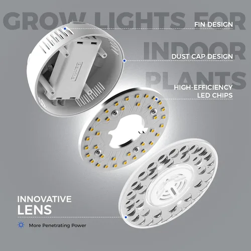 Vista 8 de Barrina Orbgrow OG09 Puck - Luz LED de crecimiento, 5000K 9W (equivalente a 135 vatios), luces de plantas para plantas de interior de espectro