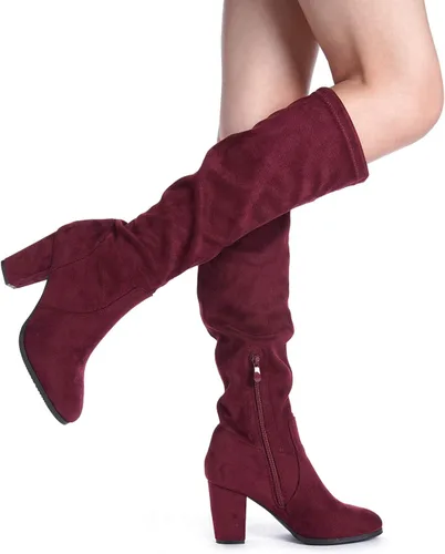 Vista 5 de DREAM PAIRS - Botas altas de tacón grueso para mujer, largo por encima de la rodilla