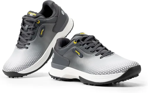 Vista 2 de FitVille Zapatos de golf anchos y extra anchos para hombre, zapatos de golf profesionales impermeables para exteriores para hombres