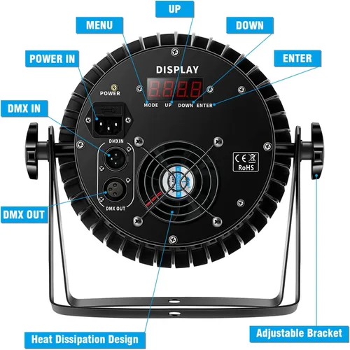 Vista 6 de U`King Luces de escenario, 18 x 18 W RGBW 4 en 1 LED DJ Par puede luz con efecto estroboscópico/lavado de escenario por DMX512 y iluminación