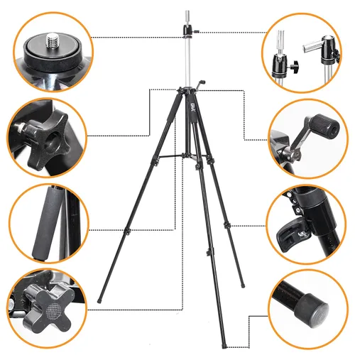 Vista 2 de GEXWORLDWIDE GEX - Soporte de trípode de maniquí resistente de 63 pulgadas para peluca, práctica de entrenamiento de cosmetología, cabeza de Negro