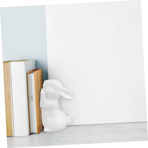 Vista 5 de IMIKEYA Sujetalibros de conejo: 2 unids sujetalibros en forma de conejo rústico para estantes, soporte de libro de escritorio simple soporte