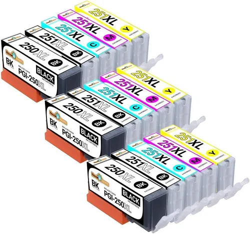 Vista 2 de Houseoftoners Cartucho de tinta remanufacturado para Canon PGI-250 y 251XL de alto rendimiento de repuesto para Canon 250 y 251XL Pixma MP530