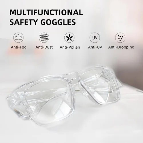 Vista 5 de Gafas de seguridad – Lentes antivaho – Protección ocular con escudos laterales – Anteojos protectores ANSI Z87.1 – Protección UV para mujeres