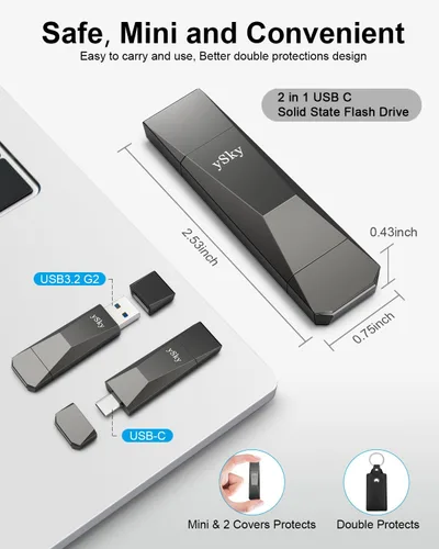 Vista 5 de ySky Unidad flash de estado sólido USB 3.2 de 1 TB de alta velocidad USB C+ USB 3.2 Gen2 de alta velocidad USB 3.2 Gen2 Memoria USB C Photo Stick