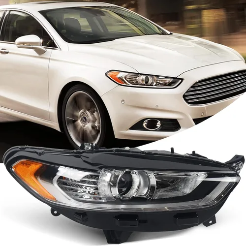 Vista 6 de FIONE para Ford Fusion Conjunto de Faros 2013 2014 2015 2016 Faros de Halógeno Proyector de Repuesto Carcasa Negra Lente Transparente Luz Frontal