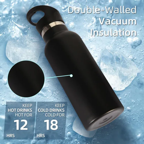 Vista 4 de Volhoply Botella de agua aislada para niños de 17 onzas, botellas de agua de acero inoxidable con tapa con pajilla, botella de agua de metal al