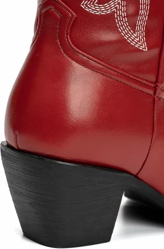 Vista 7 de SO SIMPOK Botas altas bordadas hasta la rodilla para mujer, botas vaqueras de tacón grueso para mujer, botas vaqueras occidentales
