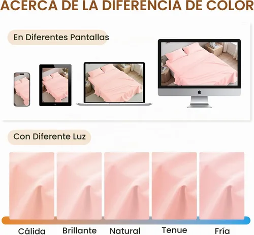 Vista 8 de Juego de sábanas de 3 piezas, imitación algodón Ultra, transpirables, refrescantes, prémium, de lujo para hotel, esquinas profundas hasta 15 Rosa