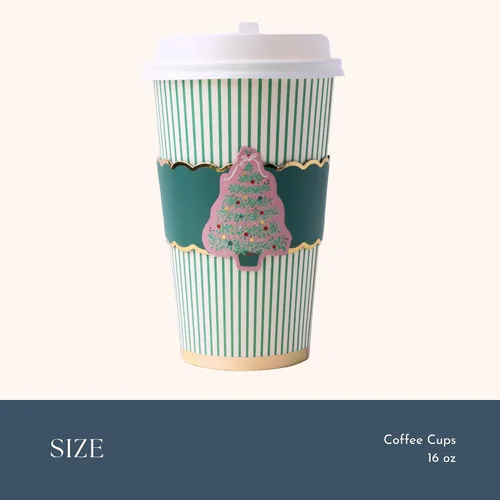 Vista 3 de Bonjour Fête - Tazas de café para árbol de Navidad, paquete de 8, 16 onzas