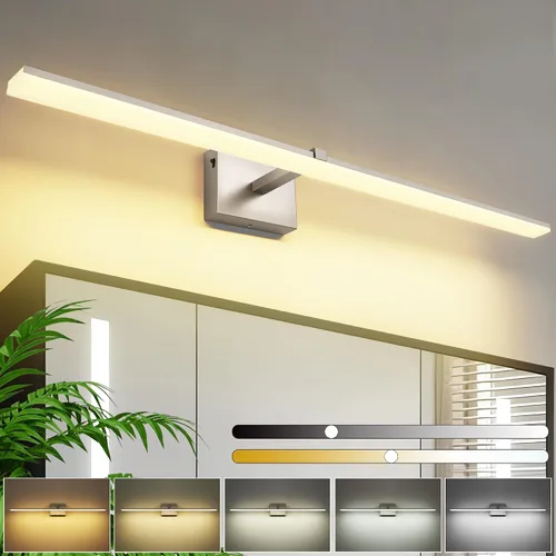 Vista 26 de Luz de tocador de baño negra de 32 pulgadas, LED moderna, 3CCT, regulable, 24 W, luminarias de baño sobre espejo 3000 K/4500 K/6000 K, 3