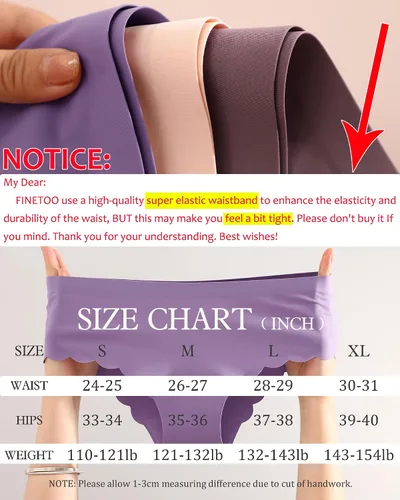 Vista 4 de FINETOO Paquete de 6 calzones sin costuras para mujer, sexy, de tiro bajo, con borde ondulado, no visibles, para mujer, atrevido, S-XL