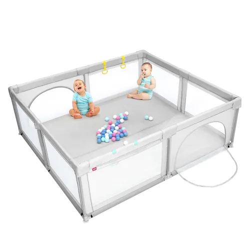 Vista 9 de Costzon Corralito para bebés, corralito extra grande para bebés, puertas de seguridad para bebés en interiores y exteriores, vallas para niños
