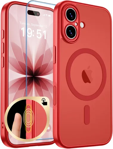 Vista 417 de zapica Funda magnética para iPhone Air, con protector de pantalla de vidrio templado, compatible con MagSafe, translúcida mate, a prueba de golpes