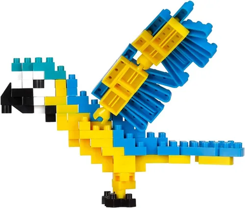 Vista 3 de nanoblock - Aves - Guacamayo azul y amarillo, serie Colección Kit de construcción